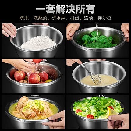 ASWRTYJO Premium Stainless Steel Mixing Bowls (Set of 8) Nesting for Space Saving Storage, Easy Grip Baking Food
