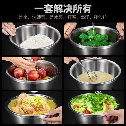 ASWRTYJO Premium Stainless Steel Mixing Bowls (Set of 8) Nesting for Space Saving Storage, Easy Grip Baking Food