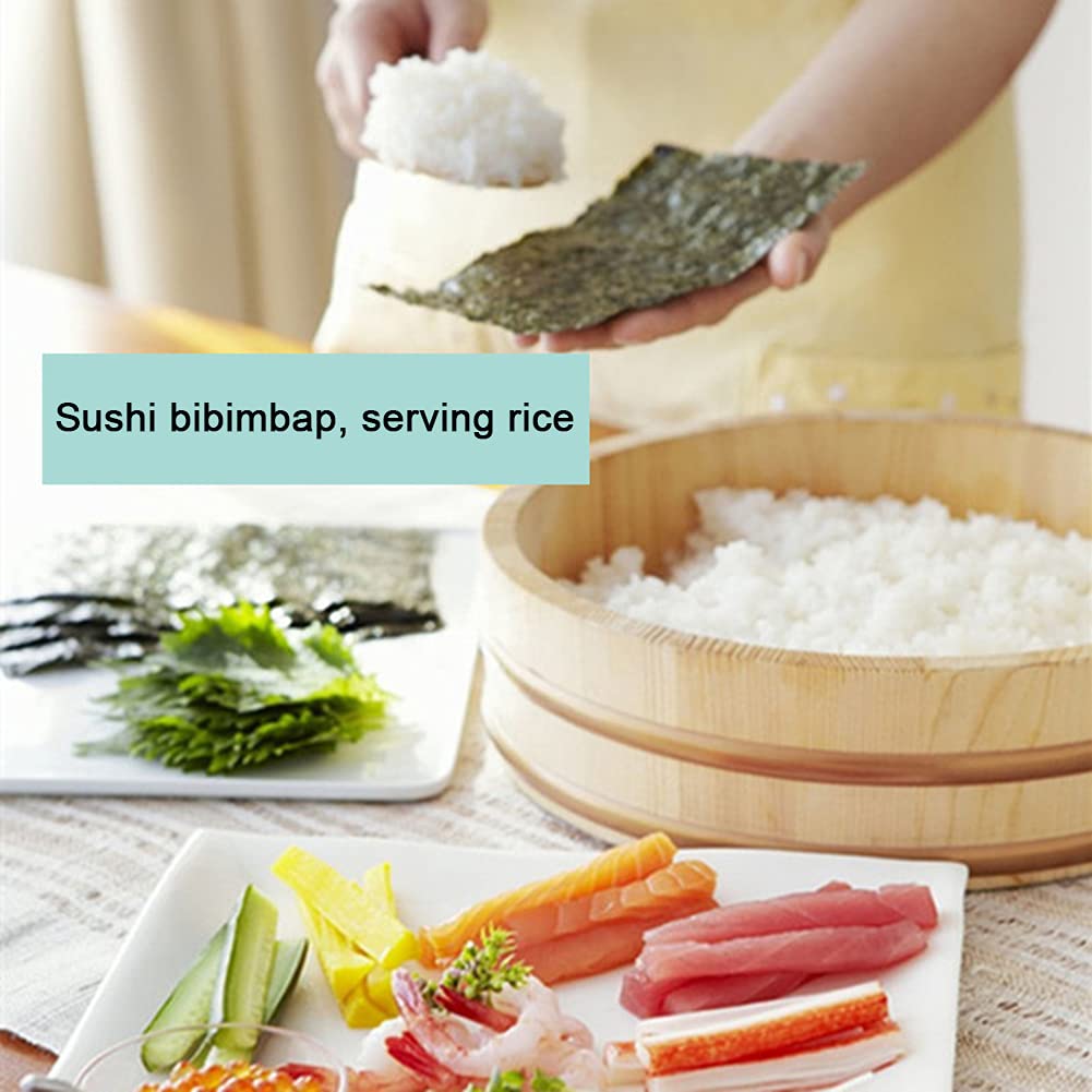 Wooden Hangiri 66cm: traditional sushi rice mixing tub, wooden with copper hoop, ideal for Japanese cuisine.