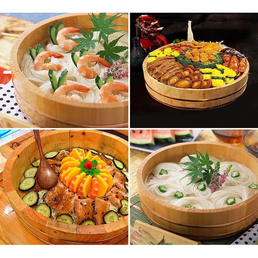 Wooden Hangiri 66cm: traditional sushi rice mixing tub, wooden with copper hoop, ideal for Japanese cuisine.