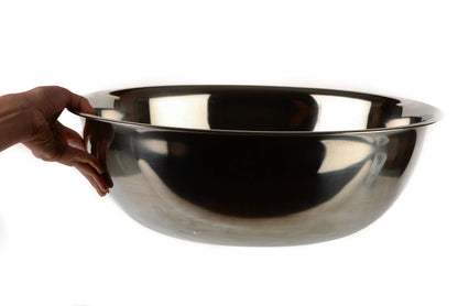 EcoQuality 16QT Bowl: large stainless steel mixing bowl, durable, perfect for baking and kitchen preparation.