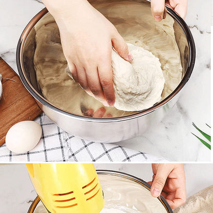 4.5QT Bowl with Grater: stainless steel bowl with lid and grater attachments, great for cooking, baking, and storage.