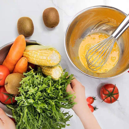 Rsmmpqa 7-Color Bowls: stainless steel set with lids, non-slip bottoms, colorful design for food prep and storage.